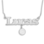 Sterling Silver Customizable Name Necklace with Basketball Charm