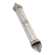 Polished Handcrafted Sterling Silver Mezuzah Case With Majestic Design By Traditional Yemenite Art