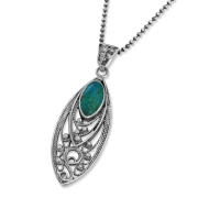 Sterling Silver Eye Shape Necklace with Eilat Stone