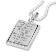 Sterling Silver Necklace with Engraved Jerusalem Stone - Goodness and Mercy