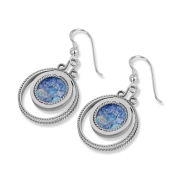 Sterling Silver Double Circle Roman Glass Earrings