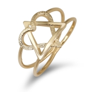 Rafael Jewelry Star of David with Heart 14K Gold Ring