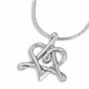 Rafael Jewelry Star of David and Heart 925 Sterling Silver Necklace