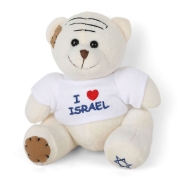 White Plush Bear with I Love Israel T-Shirt