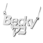 Silver Name Necklace in English & Hebrew (Bold Type)