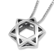 Sterling Silver Double Dome Star of David Pendant Necklace