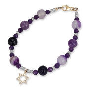 Rafael Jewelry Handcrafted Gold-Filled Star of David Bracelet With Sterling Silver Beads and Agate Stones