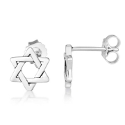 Marina Jewelry 925 Sterling Silver Chic Star of David Stud Earrings