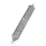Traditional Yemenite Art Large Handcrafted Sterling Silver Mezuzah Case With Filigree Design