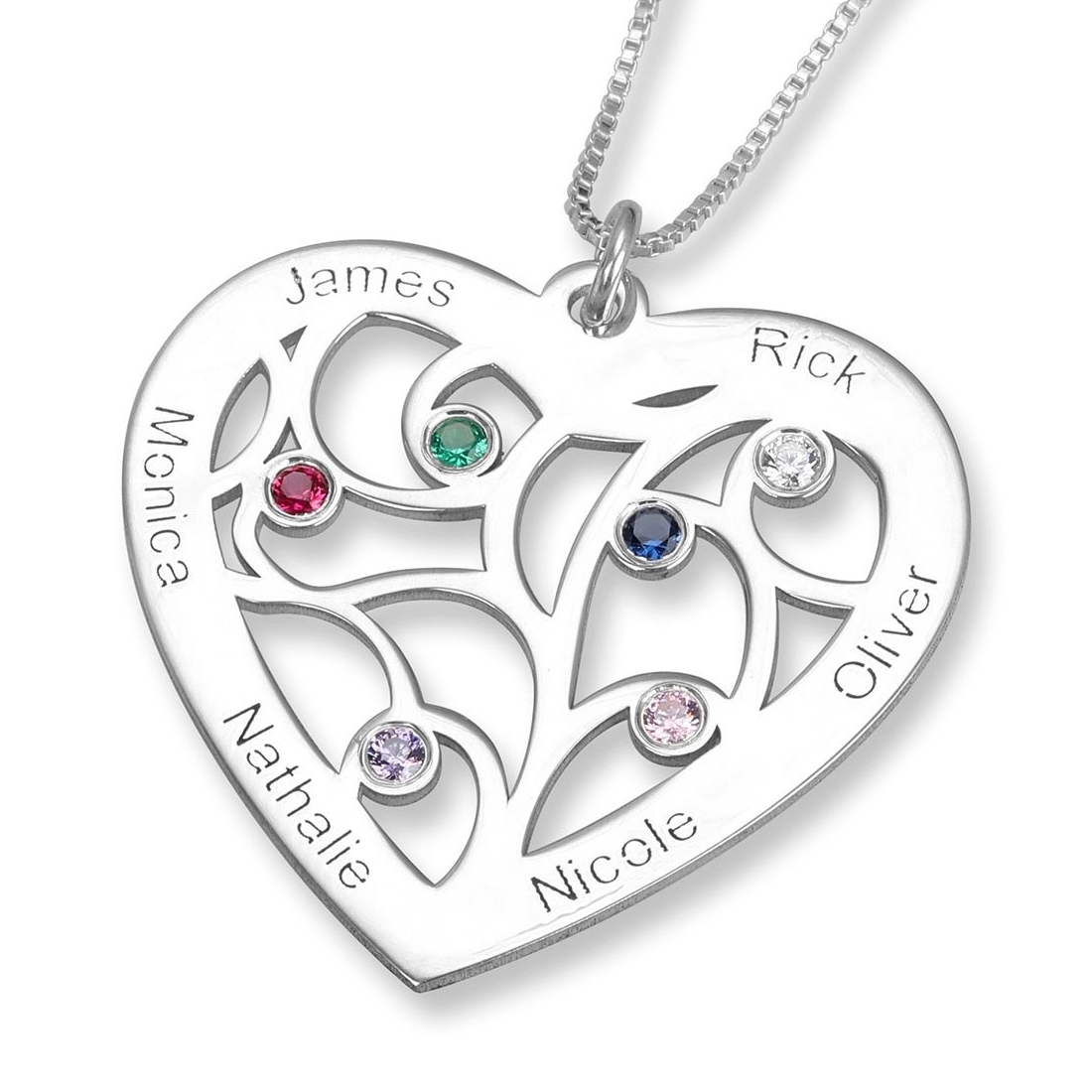 Family Names Coin & Birthstone Necklace