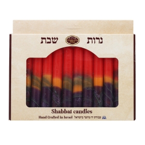 12 Designer Red and Purple Shabbat Candles