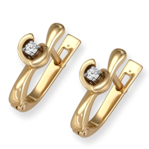 14K Gold Luxury Earrings Set With Diamonds