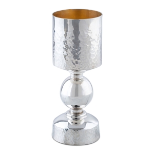 Bier Judaica 925 Sterling Silver Hammered Kiddush Cup with Optional Saucer