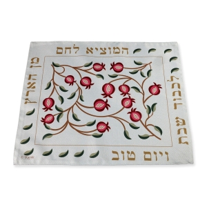 Red Pomegranate Bamboo Challah Cover