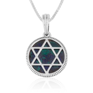 Sterling Silver and Eilat Stone Star of David Necklace