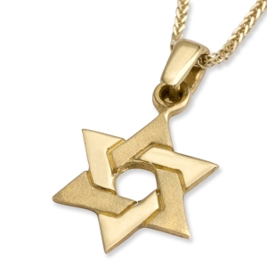 14K Yellow Gold Interlocking Star of David Pendant Necklace