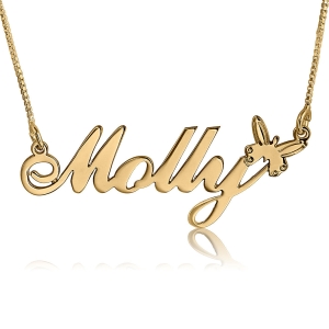 Molly Butterfly Name Necklace, 24k Gold Plated