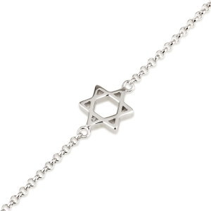 925 Sterling Silver Classic Star of David Bracelet – Rhodium Plated