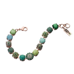 24K Rose Gold-Plated Green Gemstones Bracelet 