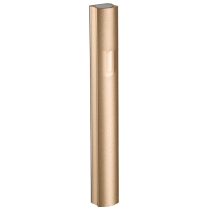 Aluminum Gold-Colored Outdoor Mezuzah Case with Shin
