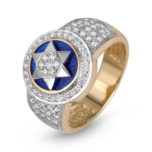 Anbinder Jewelry 14K Gold Star of David Diamond Halo Ring