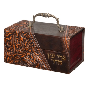 Ornate Faux Leather Etrog Box 