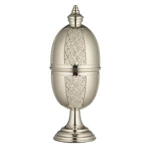 Ornate Cylindrical Etrog Box - Sterling Silver Plated