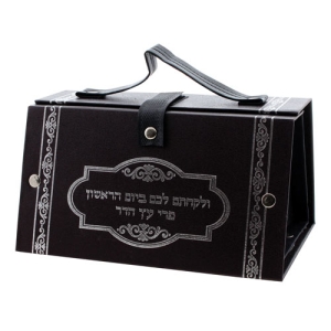 Black Ornate Faux Leather Etrog Box