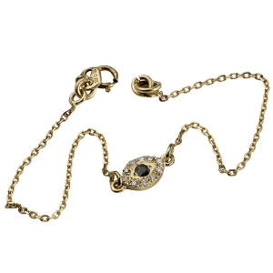 14K Yellow Gold Evil Eye Bracelet with Sapphire and Diamond Stones