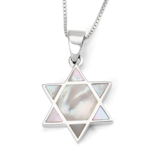 Sterling Silver Star of David Pendant Necklace With Mother-of-Pearl Filling
