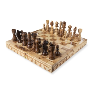 Deluxe Olive Wood Games Set – Chess, Checkers and Backgammon (Choice of Sizes)