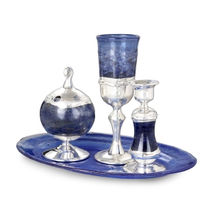 Deluxe Handcrafted Glass and Sterling Silver Havdalah Set