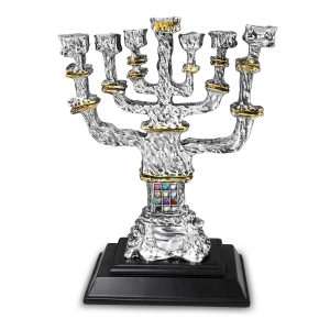 Deluxe Seven-Branched Menorah With Choshen Design