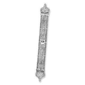 Traditional Yemenite Art Deluxe Handcrafted Sterling Silver Extra Large Mezuzah Case With Ornate Filigree Design