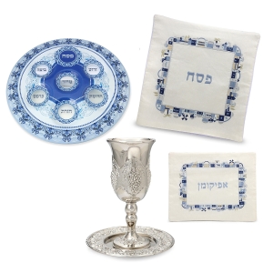 Designer Passover Table Essentials Set in Blue 