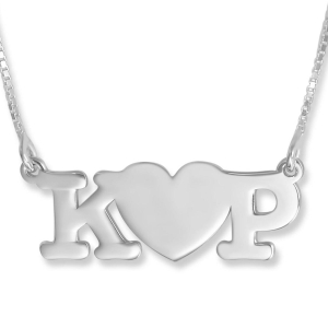 Silver Couples Initials Necklace, Type Text
