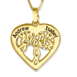 Braided Tree Love Pendant, 24k Gold Plated Silver