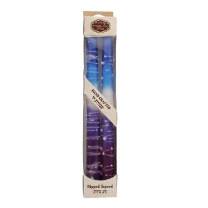 Dipped Taper Shabbat Candles – Purple and White