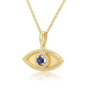 Yaniv Fine Jewelry 18K Gold Evil Eye Pendant with Sapphire Stone