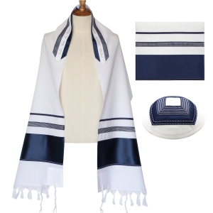 Eretz Judaica Wool "Florida" Tallit Prayer Shawl - Blue Stripe Pattern