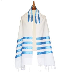 Eretz Judaica Wool "Galil" Tallit Prayer Shawl - Light Blue Stripes
