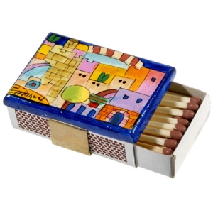 Colorful Painted Wooden Matchbox Holder from Yair Emanuel