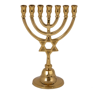 Yair Emanuel Large Brass 7-Branch Menorah with Star of David