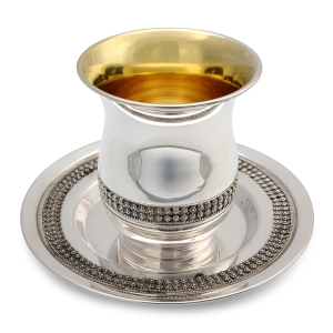 Handcrafted Sterling Silver Kiddush Cup With Refined Filigree Design By Traditional Yemenite Art