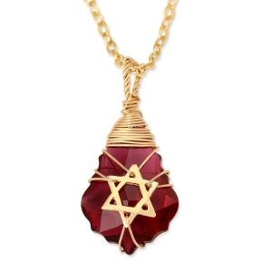 Crystal and Gold Filled Postmodern Star of David Necklace