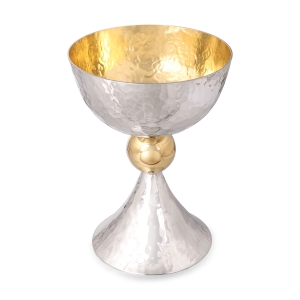 Bier Judaica Deluxe 925 Sterling Silver Kiddush Cup With Hammered Finish