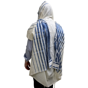Handwoven Blue Pattern Non-Slip Tallit (Prayer Shawl) Set from Rikmat Elimelech