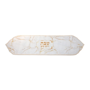 Heat-Resistant White and Gold Marble Design Table Runner