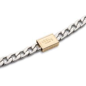 Men's Stainless Steel Chain Bracelet with Silver-Plated Hineni Pendant