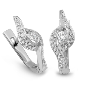 Anbinder 14K White Gold Diamond Encrusted Infinity Knot Earrings 